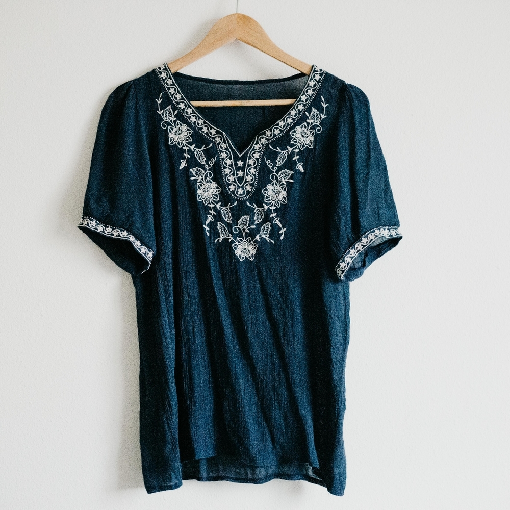 Navy blue embroidered Shirt